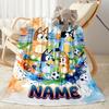 Bluey's Soccer Fun Customize Text Blanket Multi-purpose Personalized Blanket Ultra-Soft Suitable for Bedding Seaside Office Chair Chair