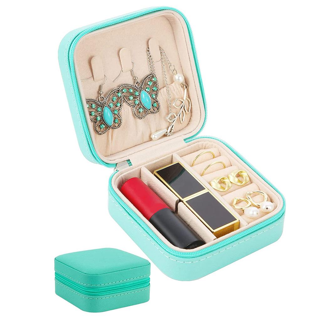 Tragbare Schmuckaufbewahrungsbox Reise-Schmuckorganizer-Etui Lederaufbewahrung Ohrringe Halskette Ring Schmuckdisplay