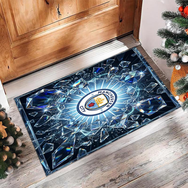 Manchester City Geprint Flanellen Vloerkleed Niet-Glijdend Zacht Polyester Vloerkleed Binnen Decoratie Mat voor Slaapkamer Woonkamer Bank
