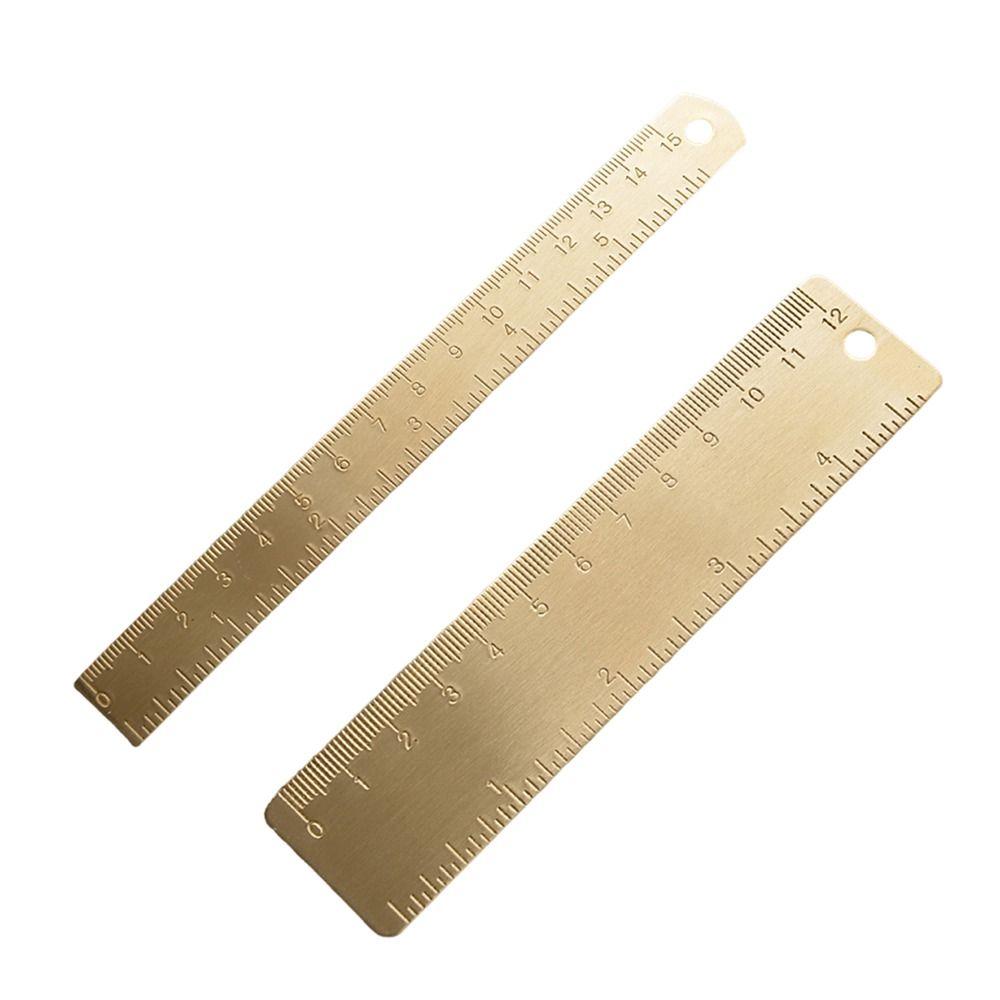 1mm Thicken Straight Ruler Brass Bookmark Ruler Multifunction Scale Ruler  School Office