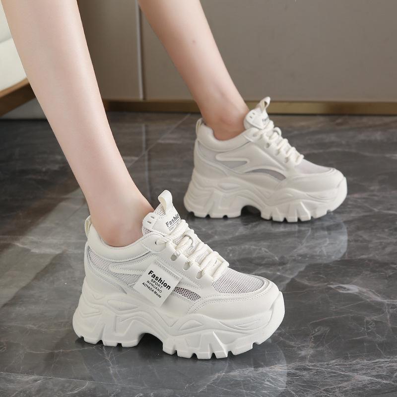 

Daddy shoes women s 2025 new autumn mesh breathable thin inner white shoes platform sports shoes popular women s shoes 40 бежевий