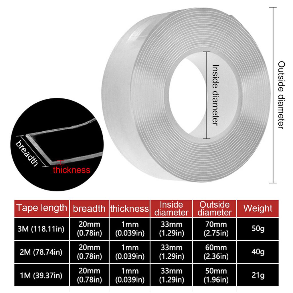 Double Sided Nano Adhesive Tape Heavy Duty Clear Reusable Tape Versatile Nano Mounting for Picture Hanging & Wall Decor