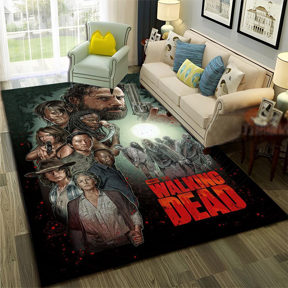 TV Horror The Walking Dead TWD Tappeto per Casa Soggiorno Camera da Letto Divano Zerbino Decorazione, Tappeto Area Gioco Bambini Tappetino Antiscivolo