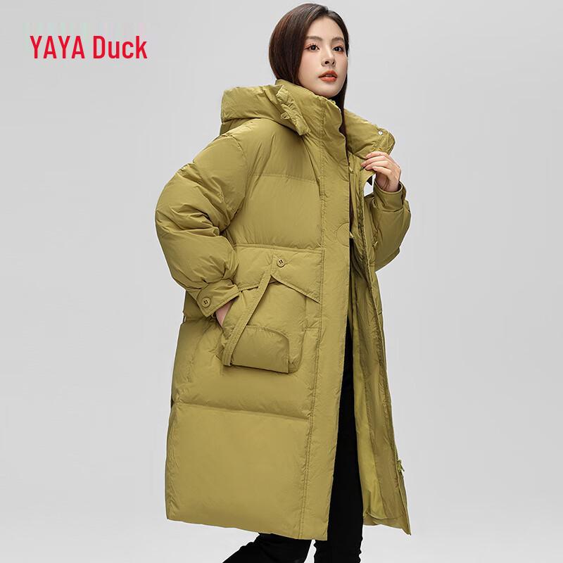YAYA Women's Long Hooded Down Jacket