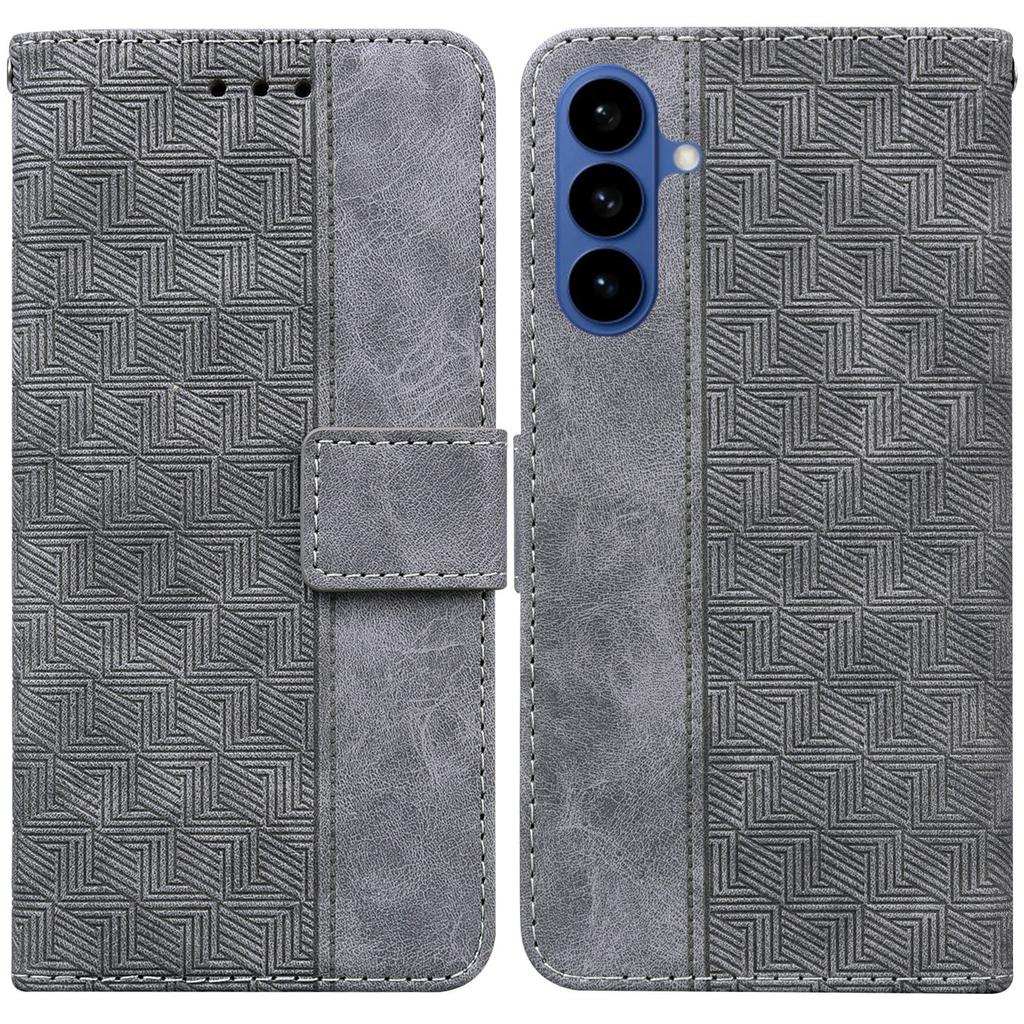 For Samsung Galaxy A57 5G Case Geometry Pattern Leather Wallet Phone Cover with Wrist Strap
