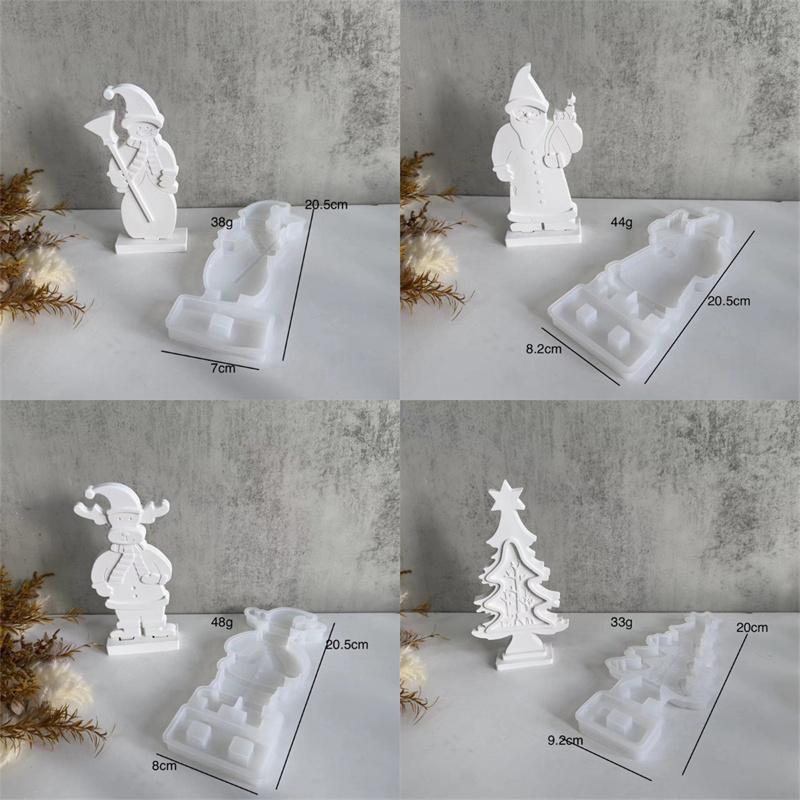 Christmas Elk Ornament Silicone Mold Diy Christmas Tree Snowman Santa Claus Plaster Resin Crafts Making Tools For Home Decor