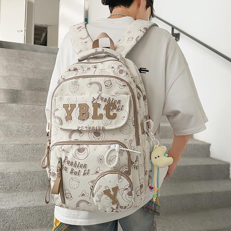 Printed Student Schoolbag Men's Large Capacity Travel Backpack Women's Campus Backpack with Coin Purse