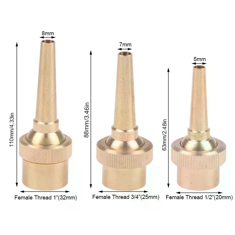 1Pcs 1/2" 3/4" 1" Female Thread Copper Straight Jet Fountain Nozzle Adjustable Water Fountain Garden Park Radial Water Column