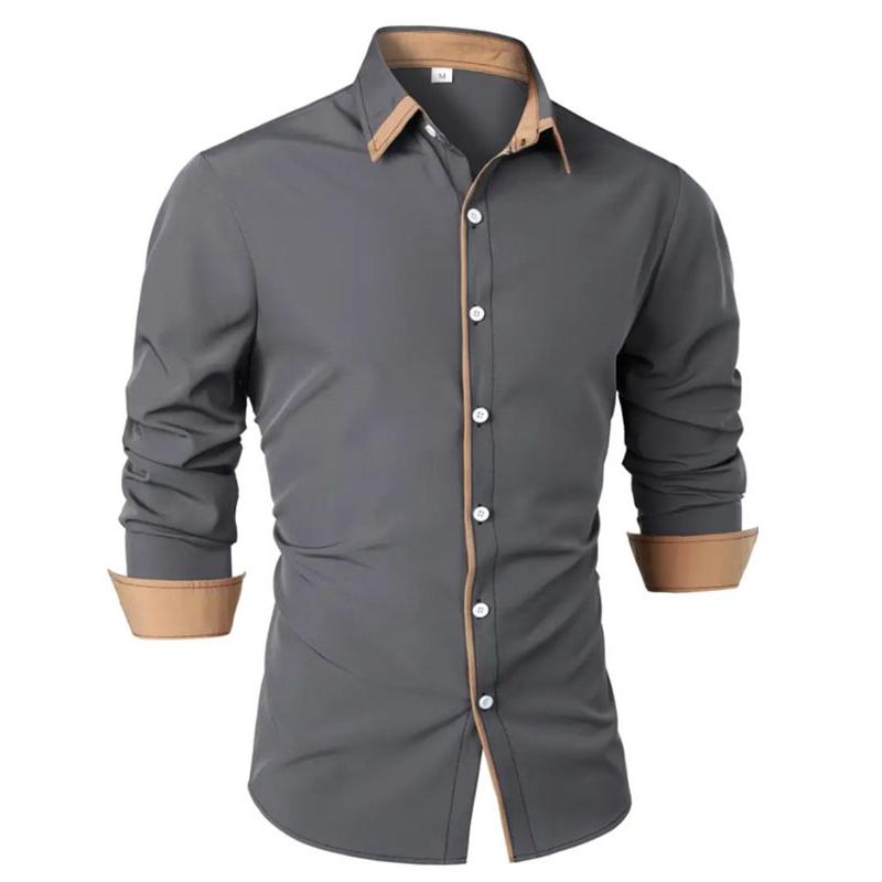 

Мужская рубашка Повседневная рубашка на пуговицах Рубашка с длинным рукавом Повседневная одежда 3XL серый