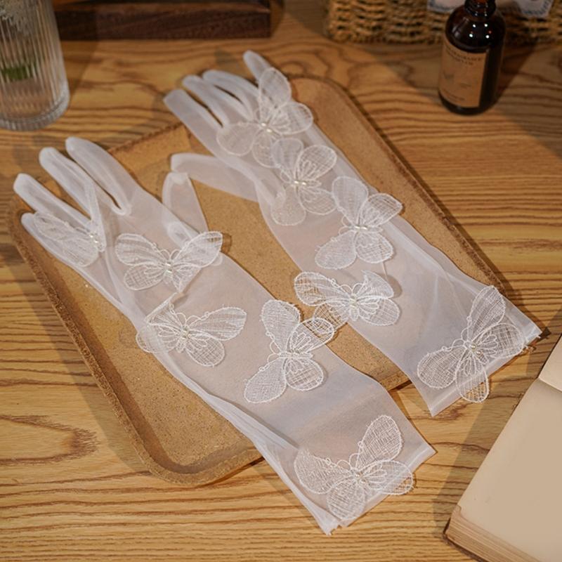 Elegant Butterfly Gloves Long Sheer Gloves Wedding Dress Gloves Evening Party Accessories Handwear Photography Props