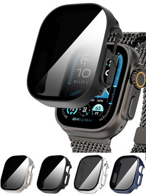 Displayschutz für Apple Watch Case Ultra 2 3 49mm Zubehör Anti-Spy Gehärtetes Glas PC Stoßfänger Abdeckung iWatch Serie Ultra 3 2