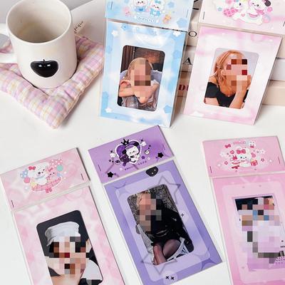 5Sets Korean Ins Cute Cartoon Puppy Card Head Card Back Opp Bag Kpop 3-inch Photocard Holder Girl Sell Card Pocket DIY Packing