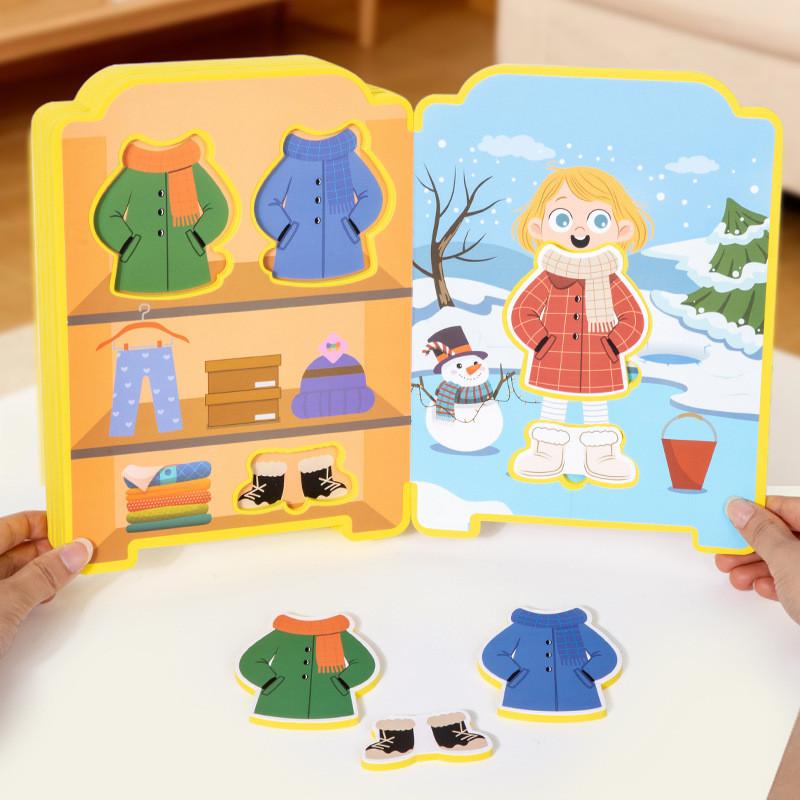 Educational Puzzle Dress Up Book For Children With Magnetic Stickers And Quiet Play