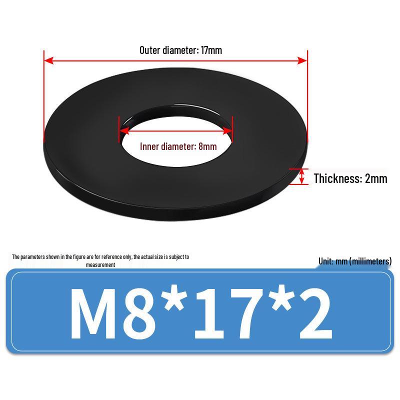 8.8 Grade Black Hardened High-Strength Oversized Flat Metal Spacer Washer (M2-M8)