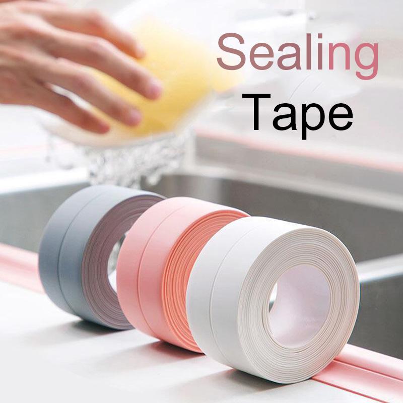 1/2pcs Sealing Tape Strips PVC Self Adhesive Waterproof Wall Sticker For Bathroom Kitchen Seal Caulk Strip Sink Mold Proof TMZ