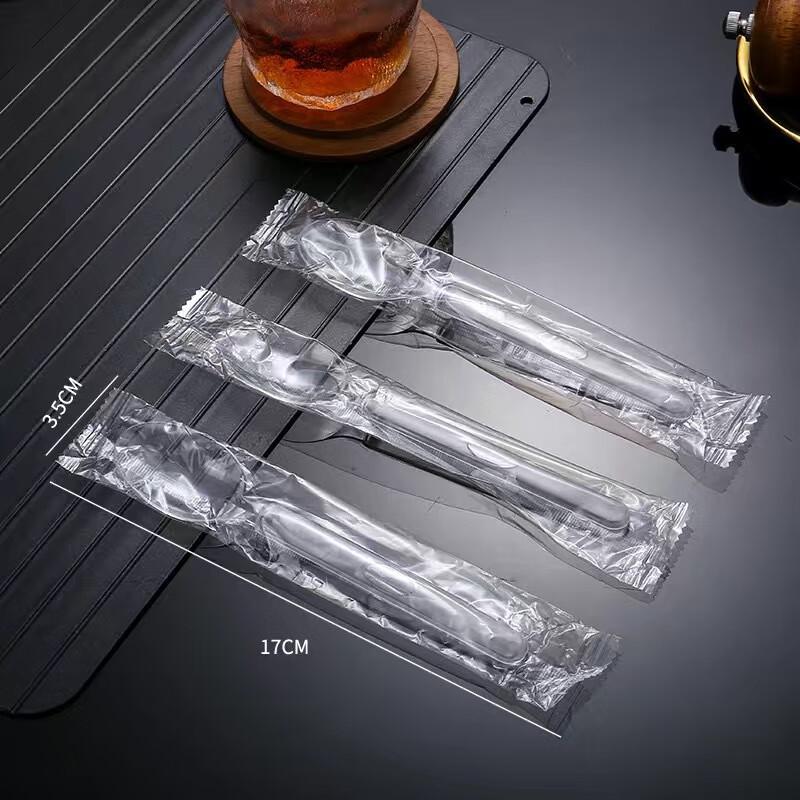 ZISIZ Disposable Thickened Hard Plastic Dessert Fork Spoon
