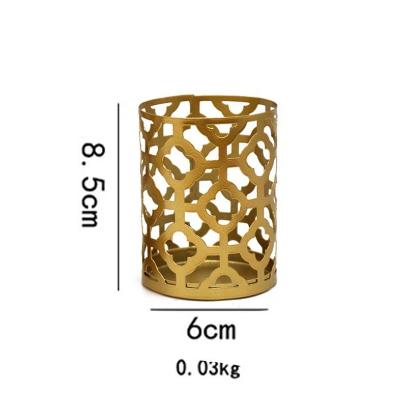 Nordic Golden Geometric Hollow Wrought Iron Candle Holder Creative Aromatherapy Candle Cup Home Decoration Ornaments Art Craft