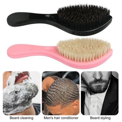 Men Beard Brush with Ergonomic Handle Nylon Boar Bristle Curved Wave