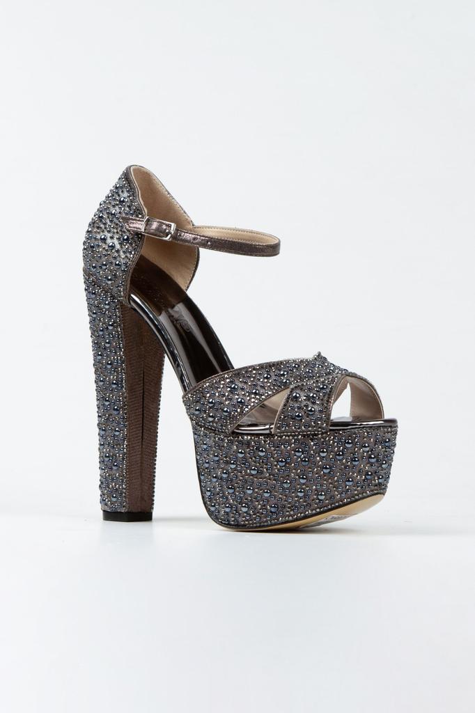 Damenmode Platinum Sultan Full Pearl Stone Cross Modell Klassische Plateau-Abendkleidschuhe mit Absatz für Party