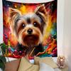 Colorful Yorkie Dog Portrait Patterned Tapestry Decorative Wall Hanging, Home Bedroom Living Room Decor
