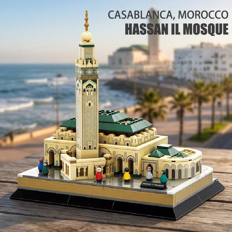 City Series MOC 548pcs Morocco Casablanca Hassan II Mosque Building Blocks Bricks Toys Mosquée Hassan-II Model Kit For Men Gifts