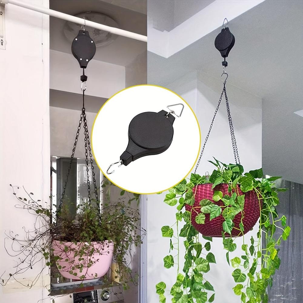 Zahradní koše Květináče Závěsný hák Nastavitelný zvedák Sada kladky na rostliny Zatahovací kladka Stahovací závěs Hák na rostliny Květinový hák