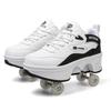 Scarpe a Rotelle da Donna Alte alla Caviglia Moda Unisex con Ruote Pattinaggio a Doppio Uso Scarpe Casual Sneakers Pop-up Automatiche