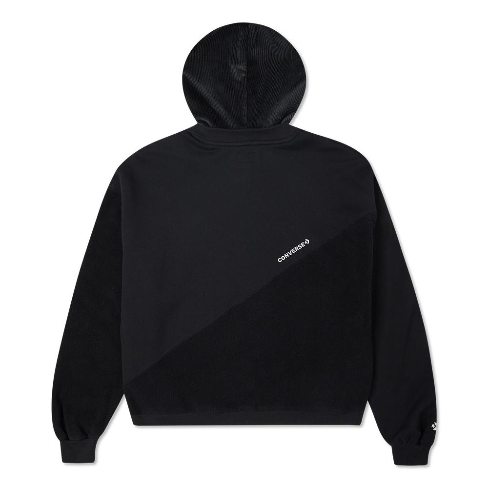(WMNS) Converse Corduroy Splicing Solid Color Sports Hoodie Black Women's 10023511-A02