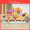 Wooden Educational Fruit Train Building Blocks For Digital English Cognition Toy