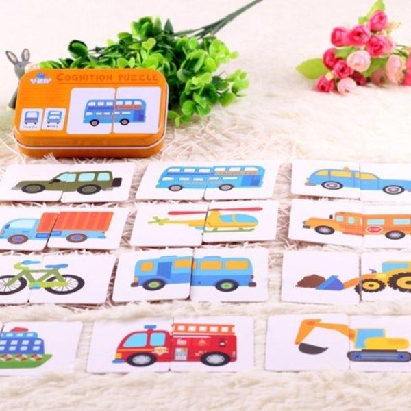 Montessori Game Vehicles Jigsaw Puzzle Card Game Box