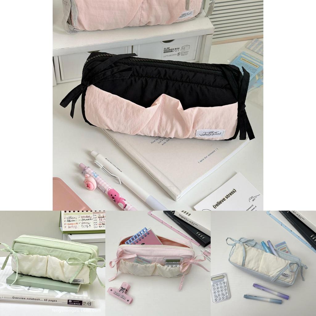 Style Cloud Toast Pen Bag With Nylon Fabric And Butterfly Ribbon Design For Girls
