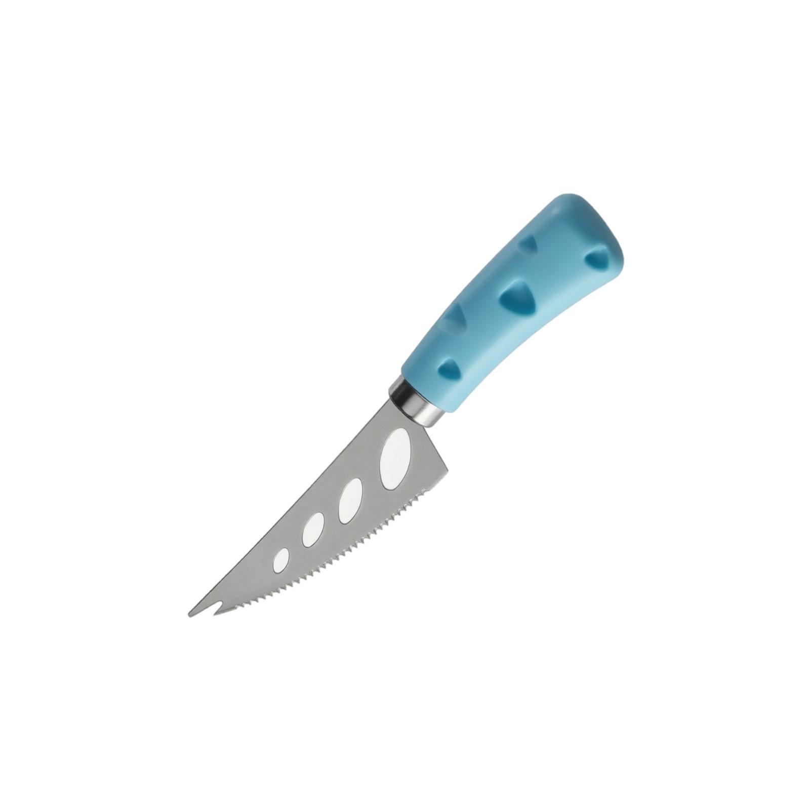 

Stainless Steel Cheese Knife with Serrated Edge and Hole Design for Cutting Soft and Hard Cheeses with Comfortable Handle for Kitchen Use one size синий