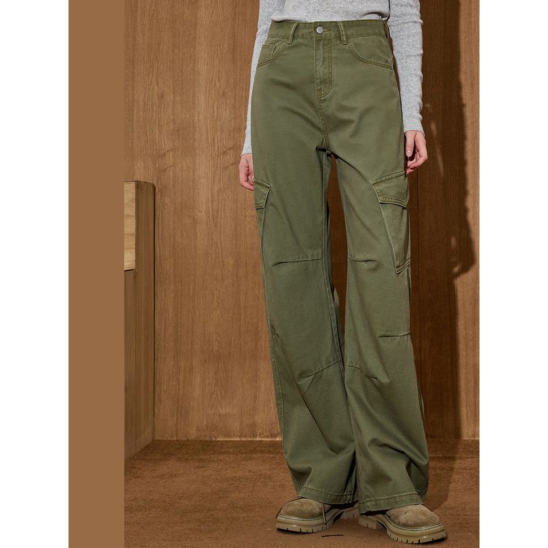 Coolhut Multi-Pocket Workwear Loose Retro American Style Wide-Leg Straight Casual Pants for Women in Autumn and Winter