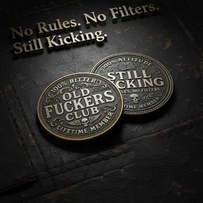 Moneda Old F*ckers Club Retro Divertida Miembro Vitalicio Aún Pateando Moneda de Desafío Coleccionable Rebelde Moneda de Recuerdo Regalo de Broma para Jubilación Cumpleaños