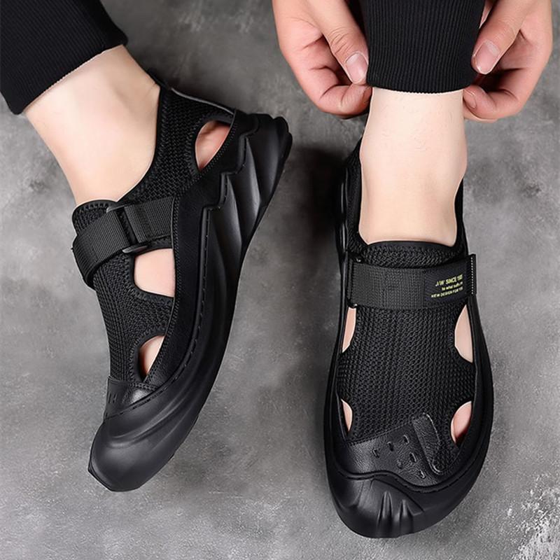 

Противоударные сандалии дышащие уличные пляжные туфли полые мягкая подошва повседневные мужские туфли нескользящие отверстия 44