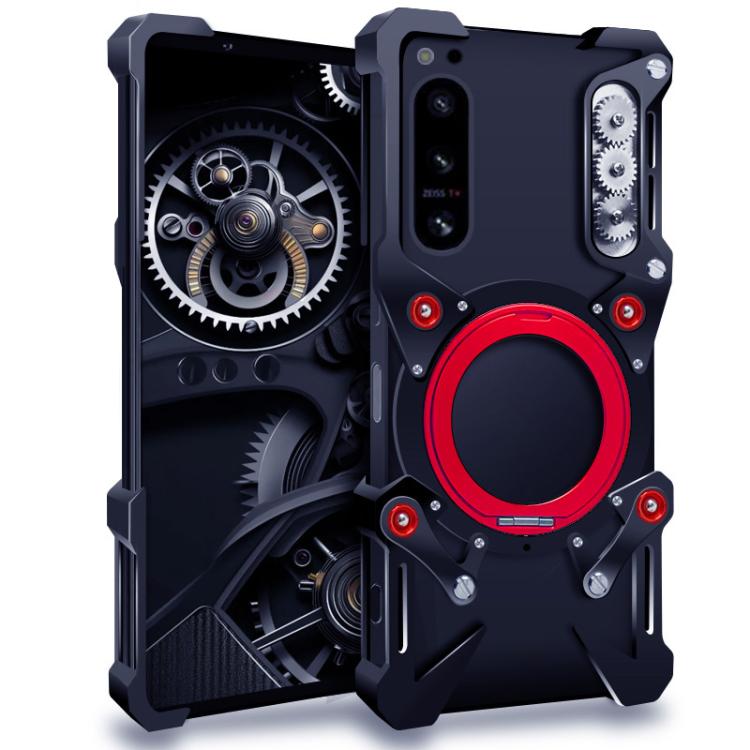 Rotating Bracket Hollow Metal Phone Case with Lanyard