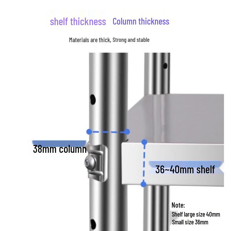 BeiYing Adjustable 4-Tier Stainless Steel Kitchen Storage Shelf
