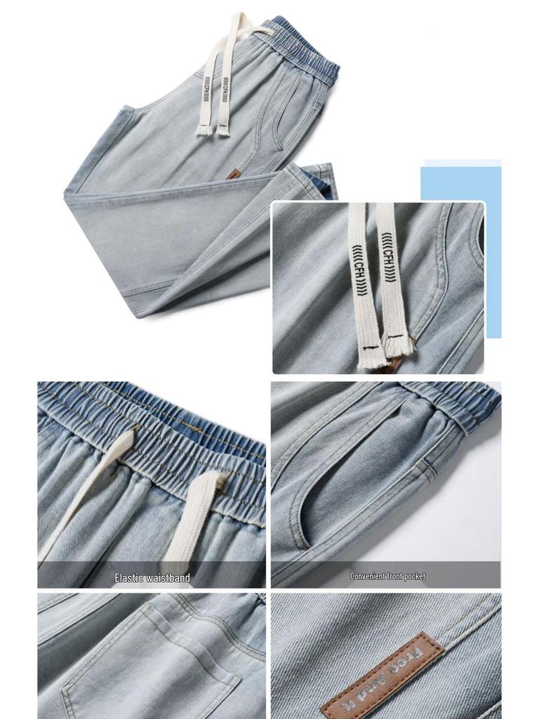 Men's Trendy Distressed Wide-Leg Jeans - Casual All-Match Straight Loose Fit for Spring and Autumn