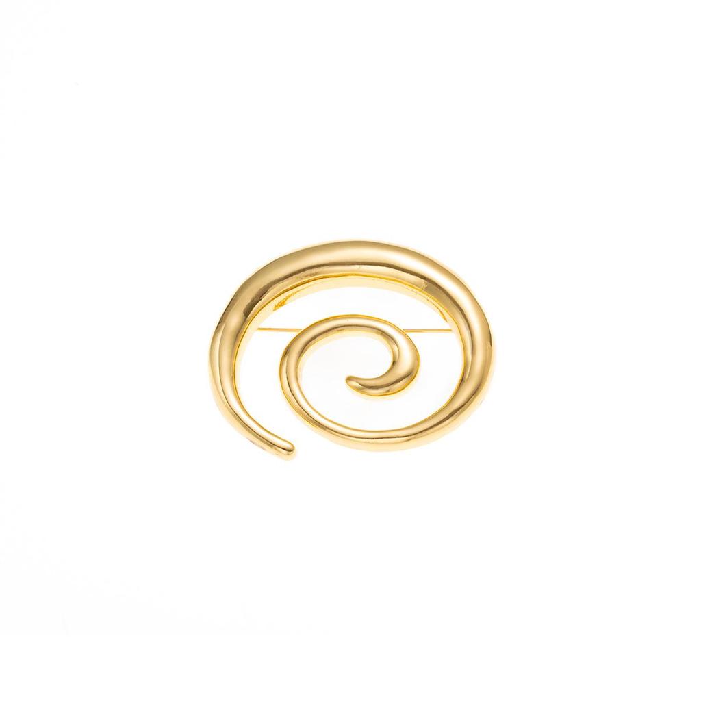 European Retro Geometric Swirl Brooch: Luxurious Rotating Metal Design