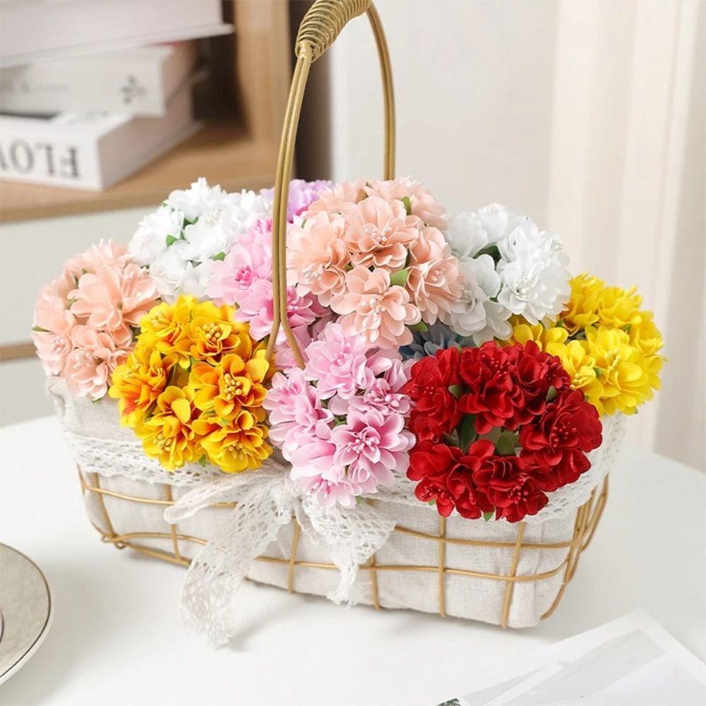 6Pcs/Set Elegant Silk Material Silk Artificial Flowers Handmade 11CM Flowers Bouquet Fake Flowers Party Decoration