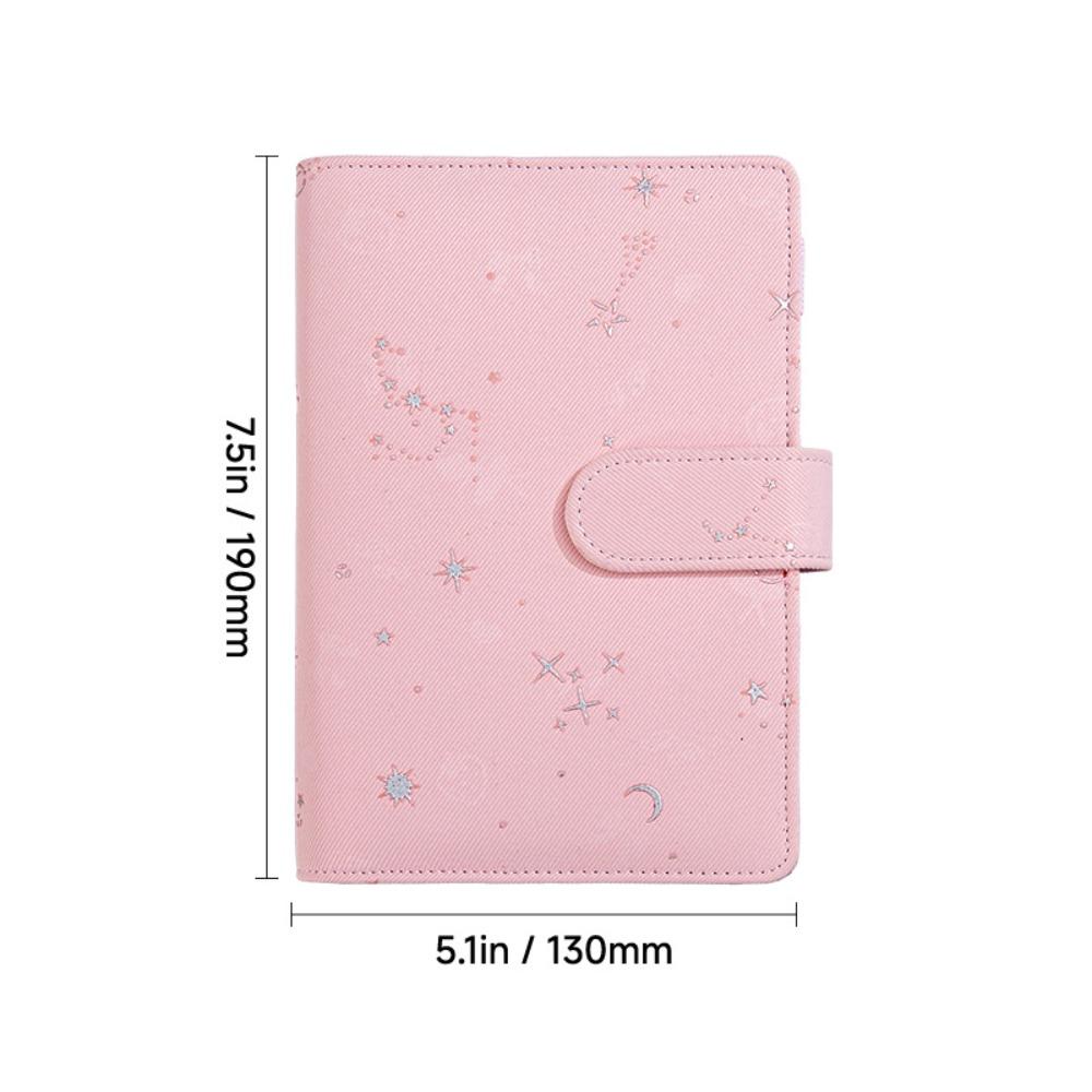 PU Leather Notebook Loose Leaf Cash Saving Organizer New Savings Book Pink Shell