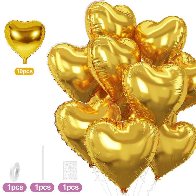 10Pcs 18 Inches Large Foil Red Heart Shaped Balloons For Valentine'S Day Wedding Shower Anniversary Engagement Decoration