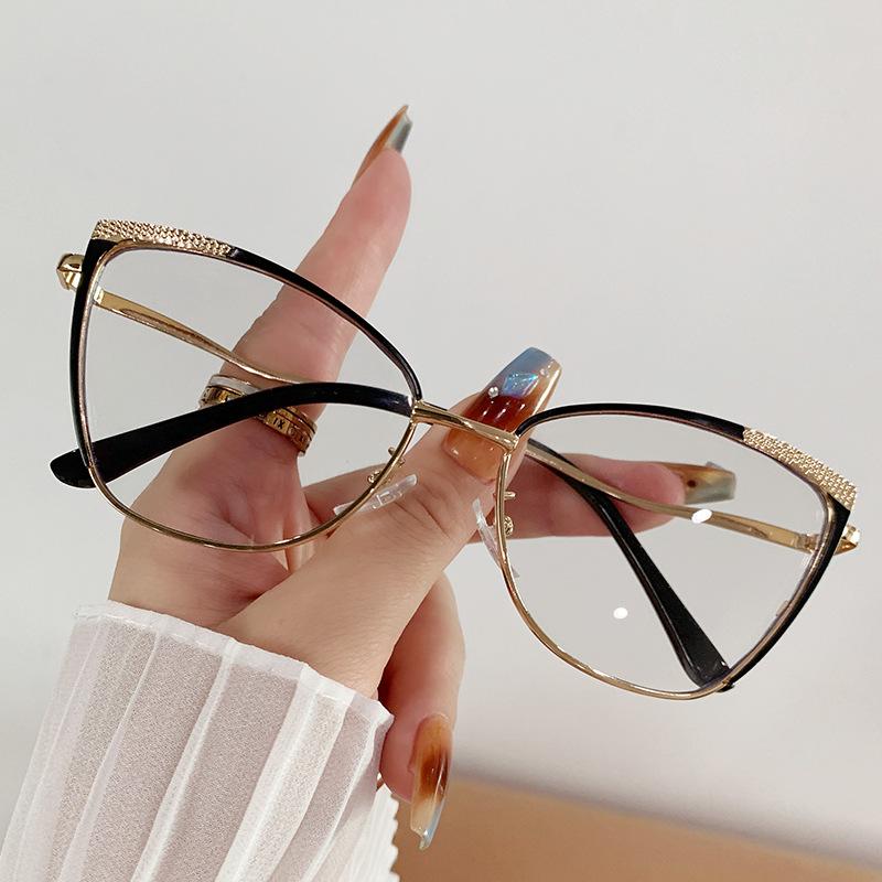 

Personalized anti blue light glasses for women trendy metal cat eye frames fashionable computer goggles