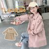 Girls' Autumn Trench Coat Children's British Style Double-breasted Top Baby Girl's Mid-length Coat