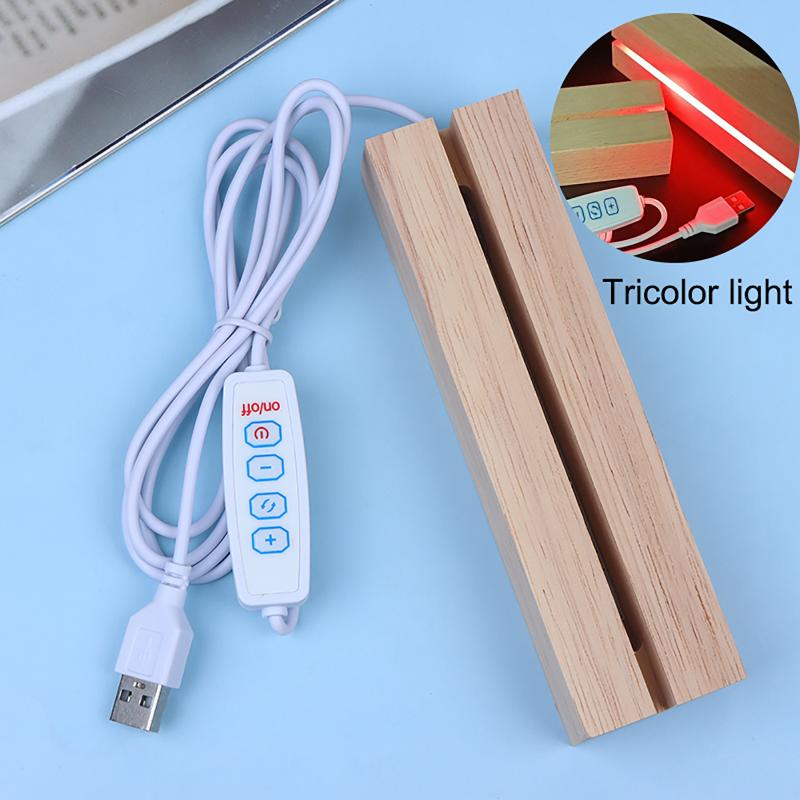 LED Rectangular Wooden Night Light Base Artistic Lamp With USB Powered Switch Suitable For Glass Art And Resin Decor