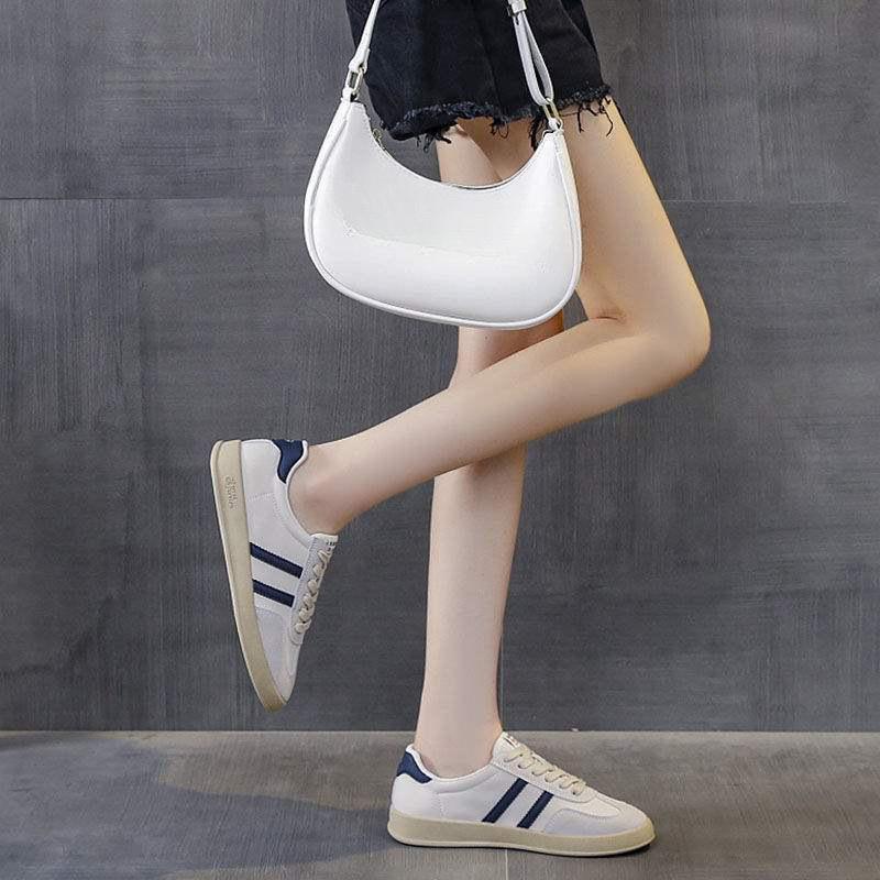 Dexun Shoes 2025 Spring New Little White Shoes Women's Retro Versatile Student Flat-bottomed Sports and Leisure Board Shoes Forrest Gump Shoes