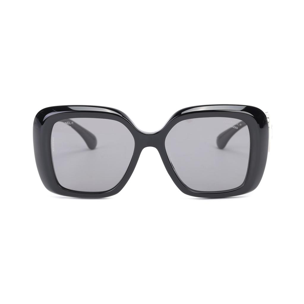 Chanel Sculpted Logo Acetate Irregular Shape Sunglasses Women Sunglasses Black CH5518C501T8
