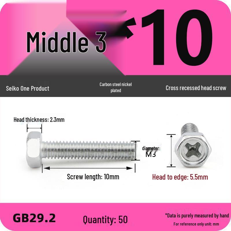 Cross Recessed Hexagon Head Screw, Cross Slot, White Zinc Plating