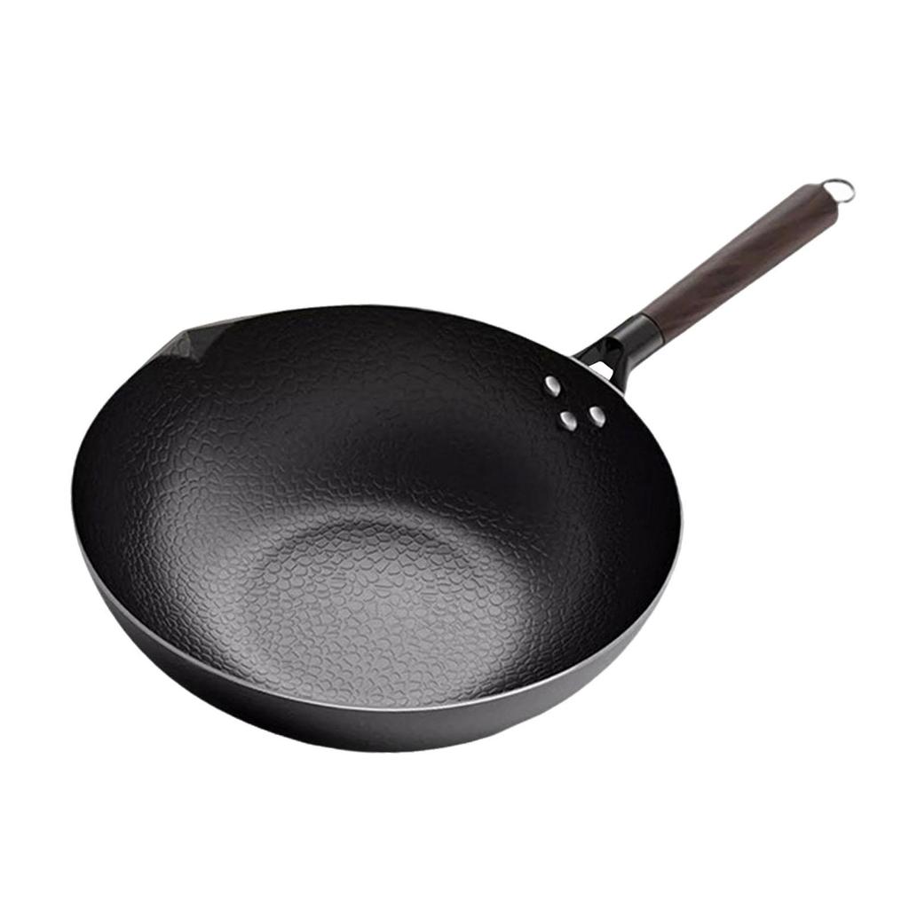 12.60inch Wok Cooking Cookware Induction Cooker Uncoated Pots Sautee Pan Without Wood Lid