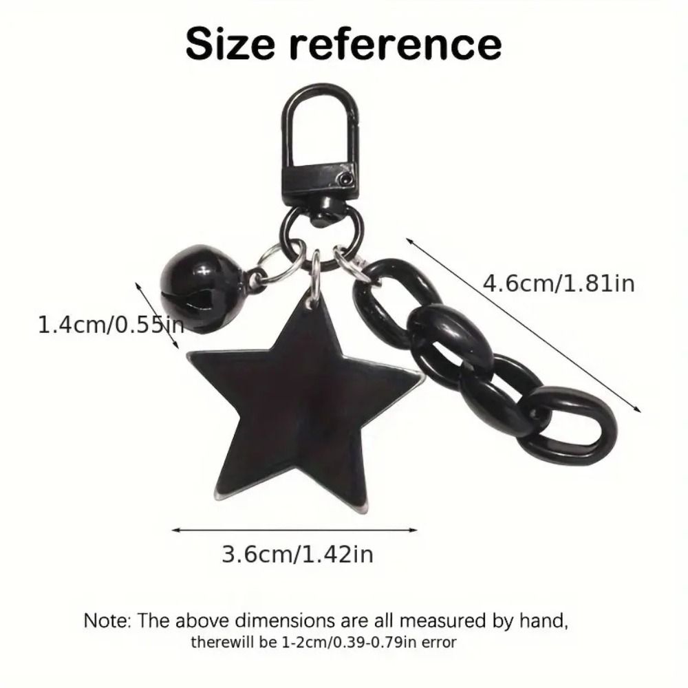 Ornament Glitter Stars Pendant Pink and Black Y2K Jewelry Keychain Cartoon  Keychain  Women Men